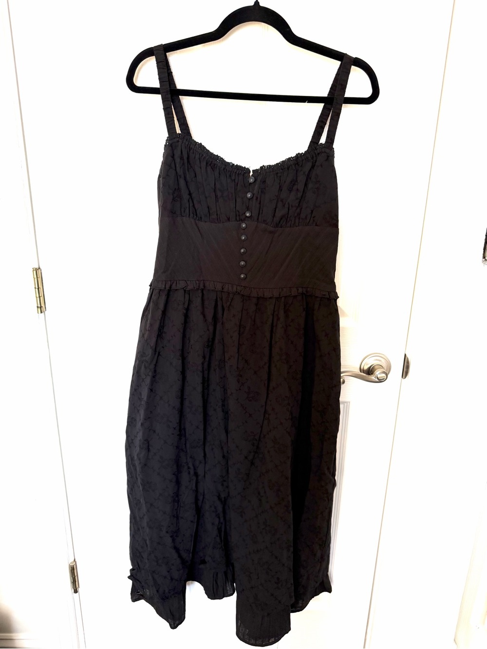 Commense Black Sleeveless Button-Front Dress